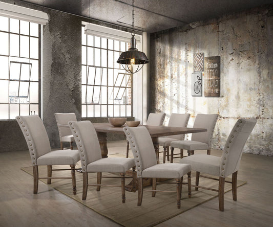 ACME Leventis 9-ps Dining Table Set Includes 1 Dining Table and 8 Side Chairs, Set for 8-Person