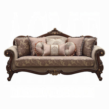 Mehadi Colletion 3-Piece Living Room Set Include Sofa, Loveseat and Chair, Velvet & Walnut Finish