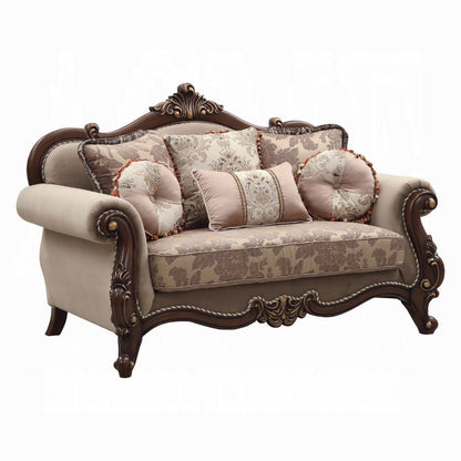 Mehadi Colletion 3-Piece Living Room Set Include Sofa, Loveseat and Chair, Velvet & Walnut Finish