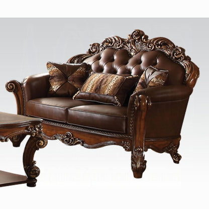 Vendome Collection 4-Piece Living Room Set Include Sofa, Loveseat, Chair and Coffee Table, Cherry Synthetic Leather & Cherry Finish