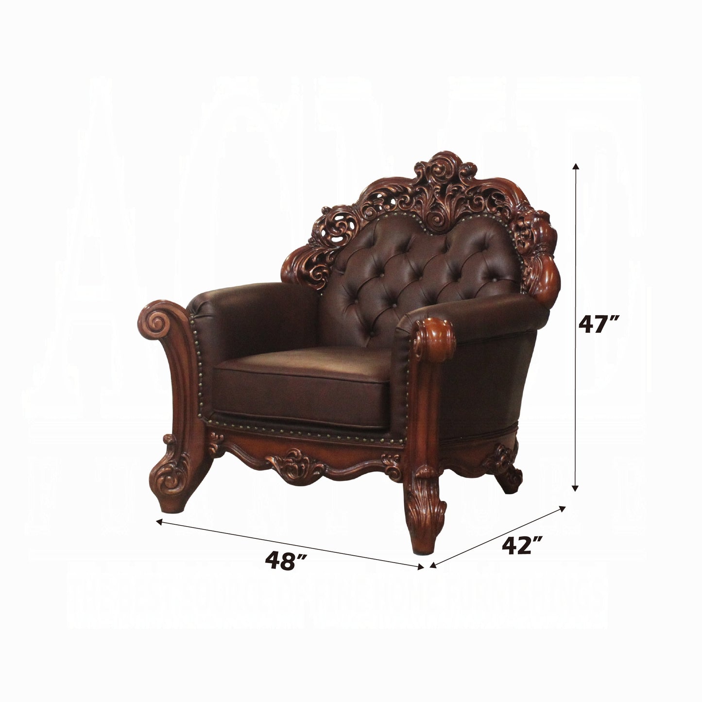 Vendome Collection 4-Piece Living Room Set Include Sofa, Loveseat, Chair and Coffee Table, Cherry Synthetic Leather & Cherry Finish