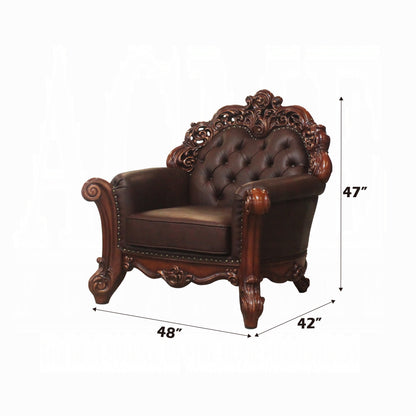 Vendome Collection 4-Piece Living Room Set Include Sofa, Loveseat, Chair and Coffee Table, Cherry Synthetic Leather & Cherry Finish