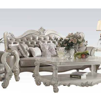 Versailles Collection Luxury 4-Piece Living Room Set, Including Sofa, Loveseat, Chair and Coffee Table, Bone White