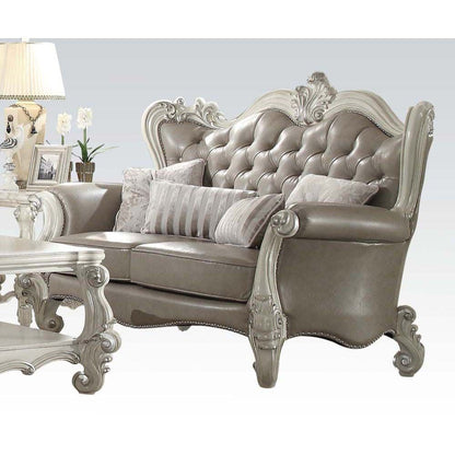 Versailles Collection Luxury 4-Piece Living Room Set, Including Sofa, Loveseat, Chair and Coffee Table, Bone White