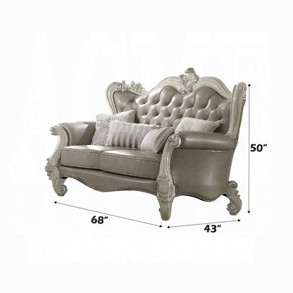 Versailles Collection Luxury 4-Piece Living Room Set, Including Sofa, Loveseat, Chair and Coffee Table, Bone White