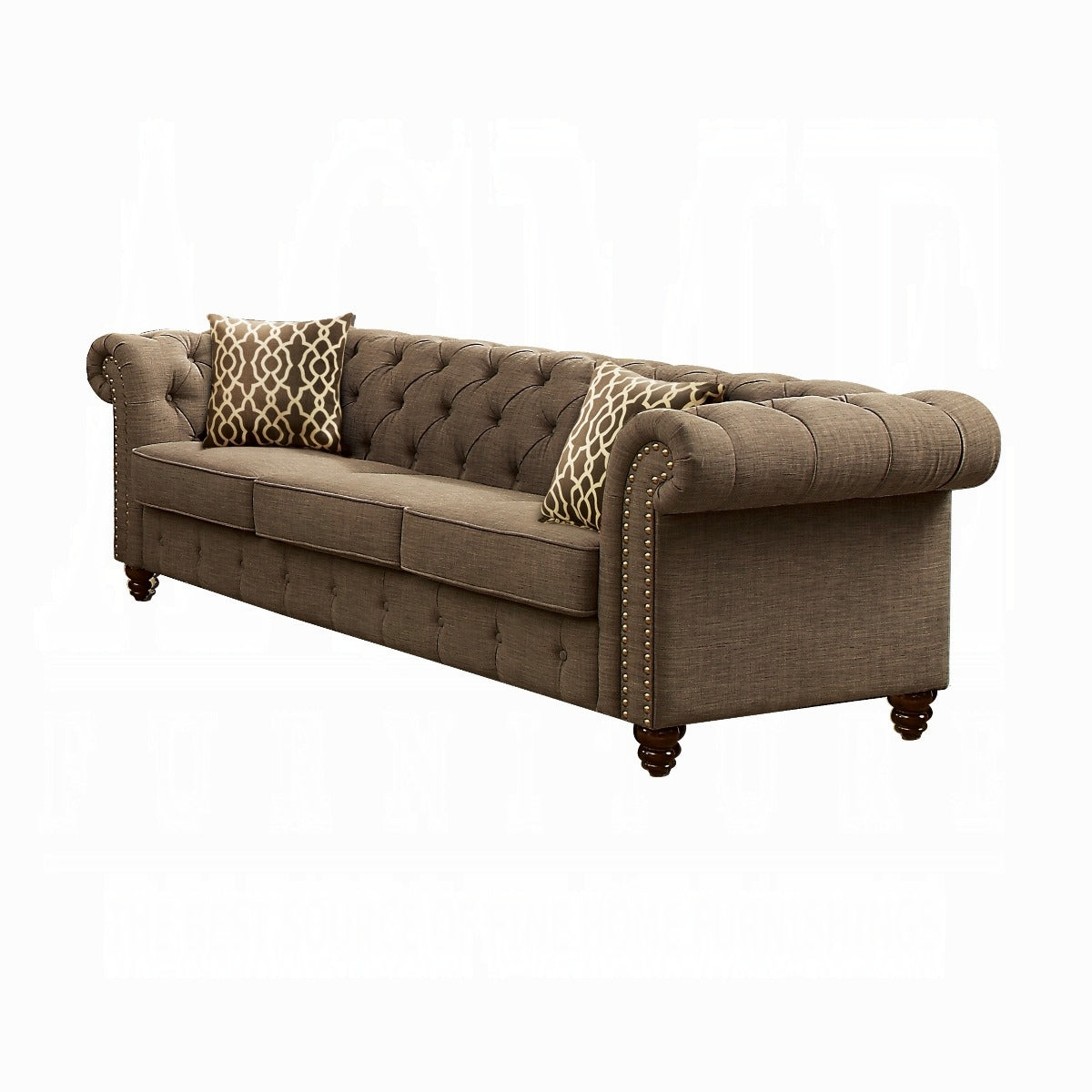 Aurelia Colletion 3-Piece Living Room Set Include Sofa, Loveseat and Chair, Brown Linen