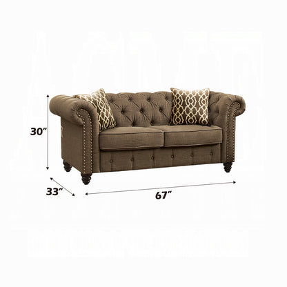 Aurelia Colletion 3-Piece Living Room Set Include Sofa, Loveseat and Chair, Brown Linen