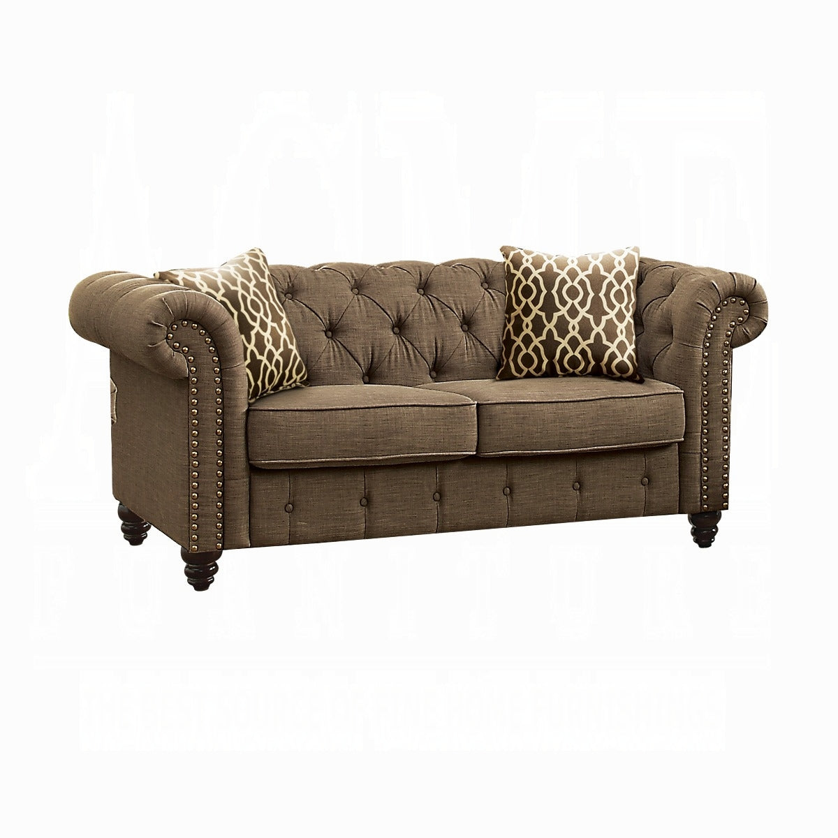Aurelia Colletion 3-Piece Living Room Set Include Sofa, Loveseat and Chair, Brown Linen