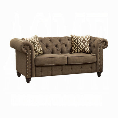 Aurelia Colletion 3-Piece Living Room Set Include Sofa, Loveseat and Chair, Brown Linen