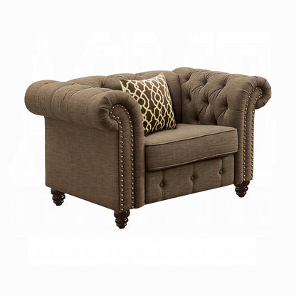 Aurelia Colletion 3-Piece Living Room Set Include Sofa, Loveseat and Chair, Brown Linen