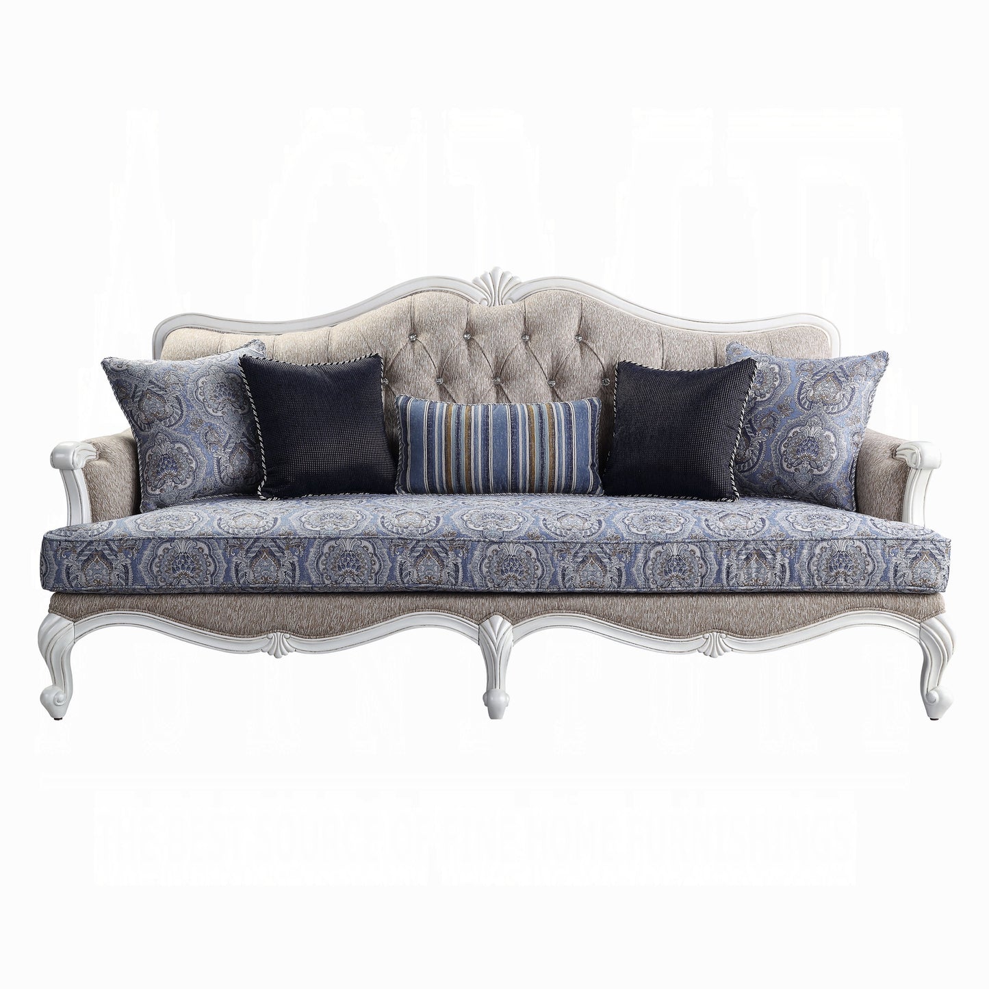Ciddrenar Collection 3-Piece Living Room Set Include Sofa, Loveseat and Chair, Fabric & White Finish