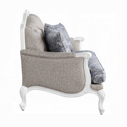 Ciddrenar Collection 3-Piece Living Room Set Include Sofa, Loveseat and Chair, Fabric & White Finish