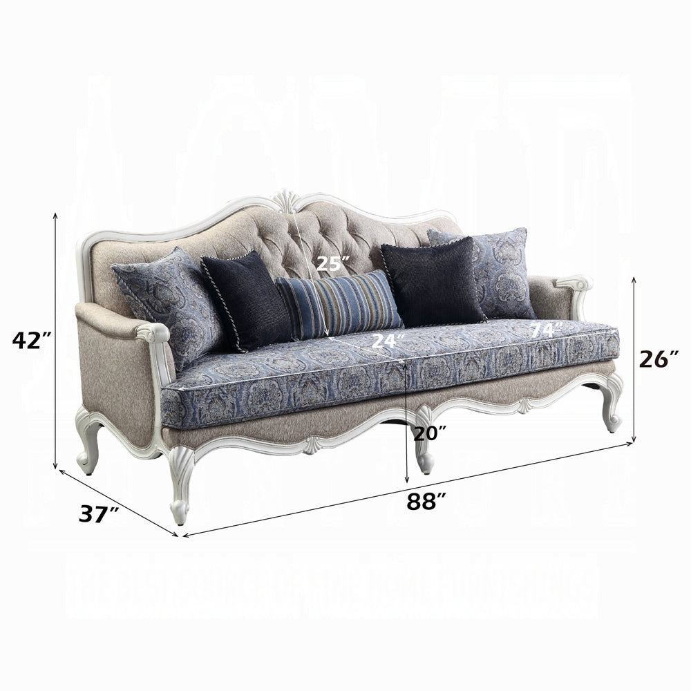 Ciddrenar Collection 3-Piece Living Room Set Include Sofa, Loveseat and Chair, Fabric & White Finish