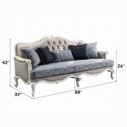 Ciddrenar Collection 3-Piece Living Room Set Include Sofa, Loveseat and Chair, Fabric & White Finish