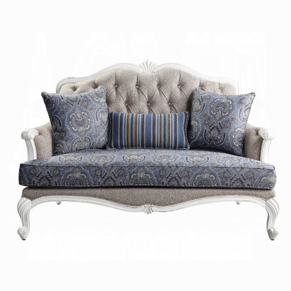 Ciddrenar Collection 3-Piece Living Room Set Include Sofa, Loveseat and Chair, Fabric & White Finish