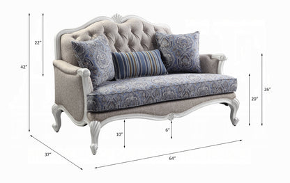 Ciddrenar Collection 3-Piece Living Room Set Include Sofa, Loveseat and Chair, Fabric & White Finish