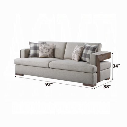 Niamey Colletion 4-Piece Living Room Set Include Sofa, Loveseat, Chair and Coffee Table, Fabric & Walnut Finish