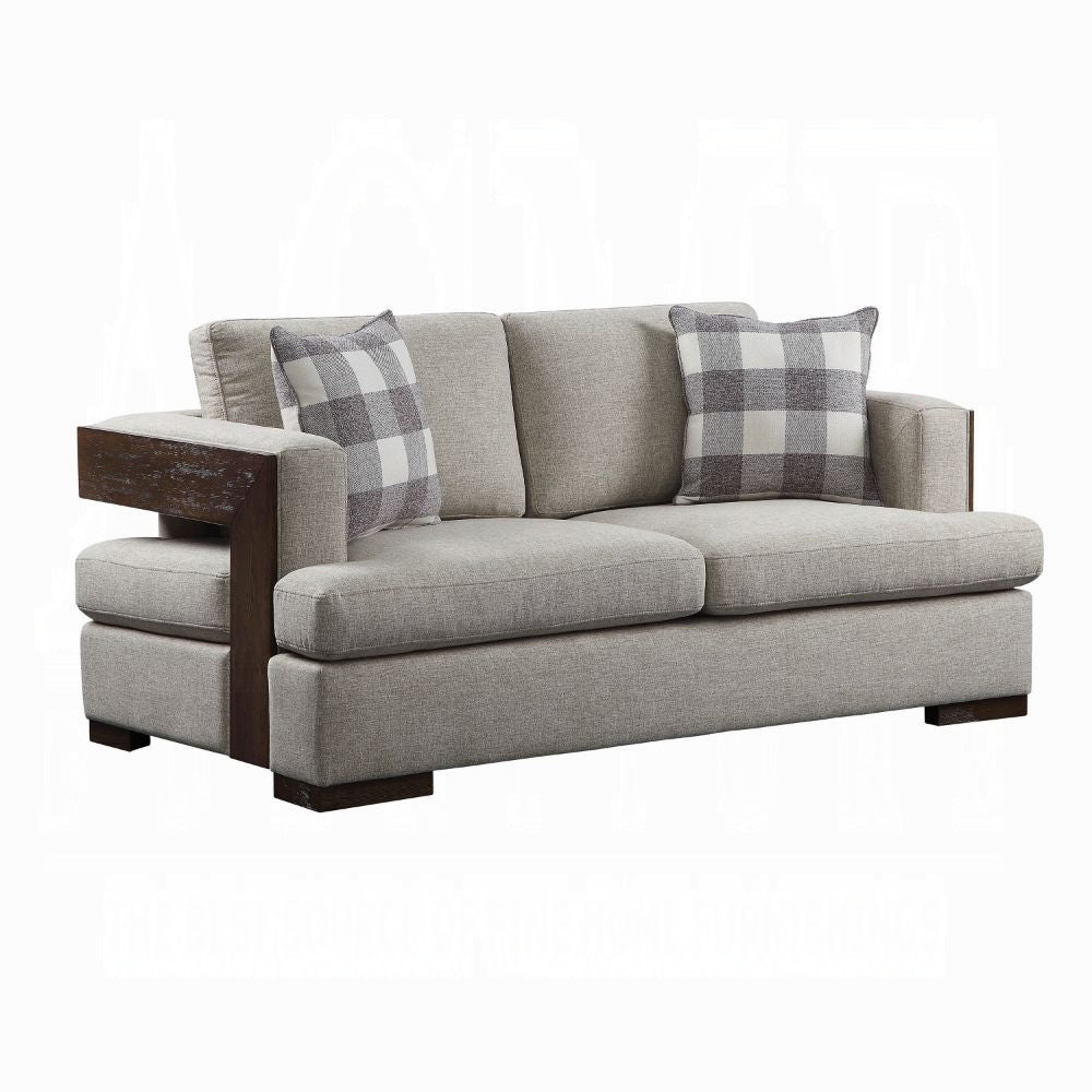 Niamey Colletion 4-Piece Living Room Set Include Sofa, Loveseat, Chair and Coffee Table, Fabric & Walnut Finish