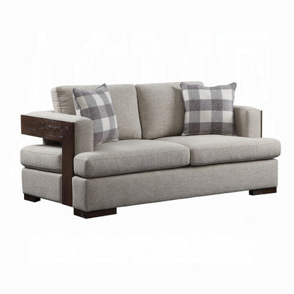 Niamey Colletion 4-Piece Living Room Set Include Sofa, Loveseat, Chair and Coffee Table, Fabric & Walnut Finish