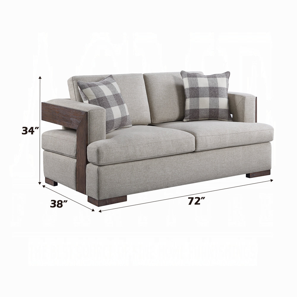 Niamey Colletion 4-Piece Living Room Set Include Sofa, Loveseat, Chair and Coffee Table, Fabric & Walnut Finish