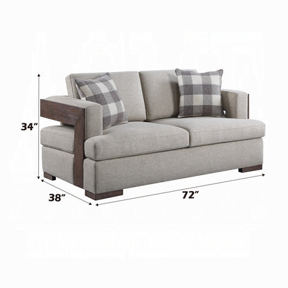 Niamey Colletion 4-Piece Living Room Set Include Sofa, Loveseat, Chair and Coffee Table, Fabric & Walnut Finish
