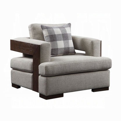 Niamey Colletion 4-Piece Living Room Set Include Sofa, Loveseat, Chair and Coffee Table, Fabric & Walnut Finish