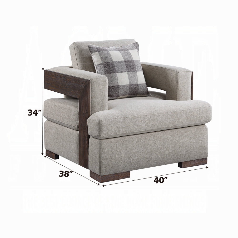 Niamey Colletion 4-Piece Living Room Set Include Sofa, Loveseat, Chair and Coffee Table, Fabric & Walnut Finish