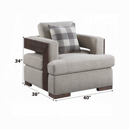 Niamey Colletion 4-Piece Living Room Set Include Sofa, Loveseat, Chair and Coffee Table, Fabric & Walnut Finish