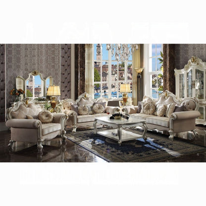 Picardy Colletion 4-Piece Living Room Set Include Sofa, Loveseat, Chair and Coffee Table, Antique Pearl Finish