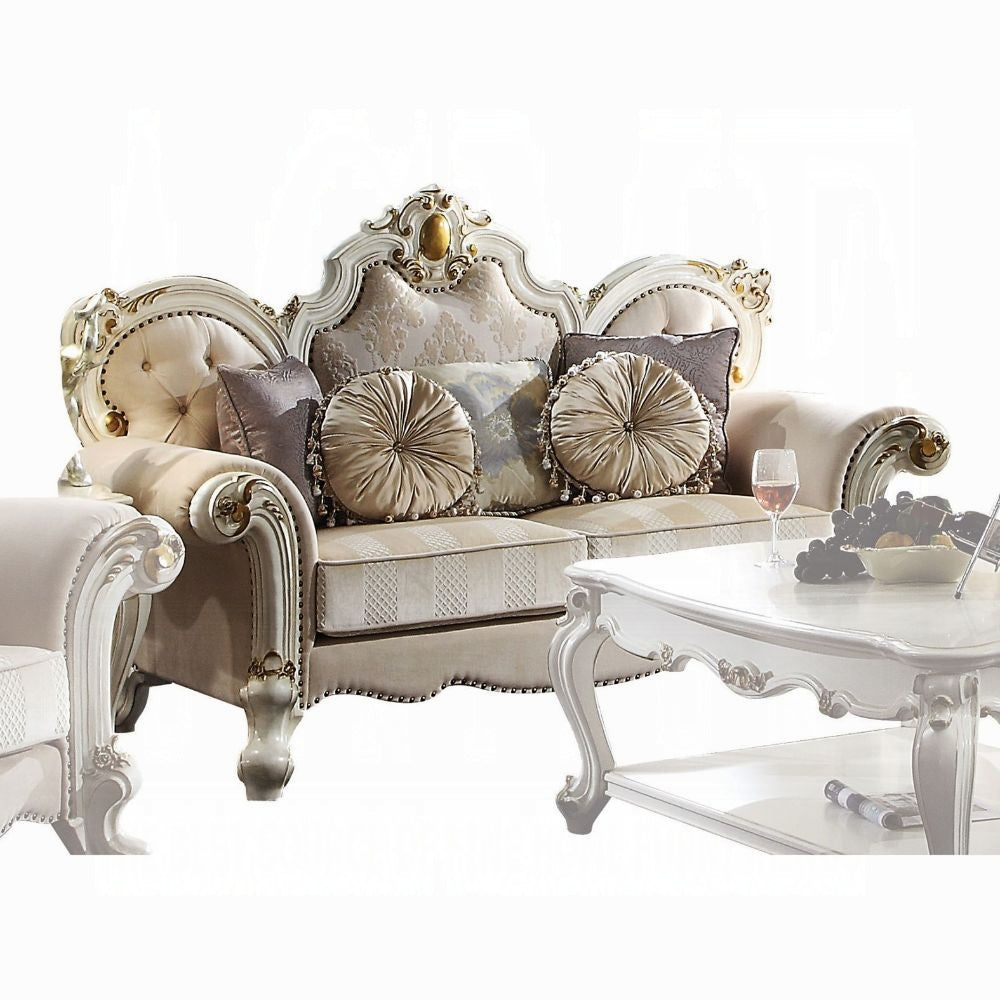 Picardy Colletion 4-Piece Living Room Set Include Sofa, Loveseat, Chair and Coffee Table, Antique Pearl Finish