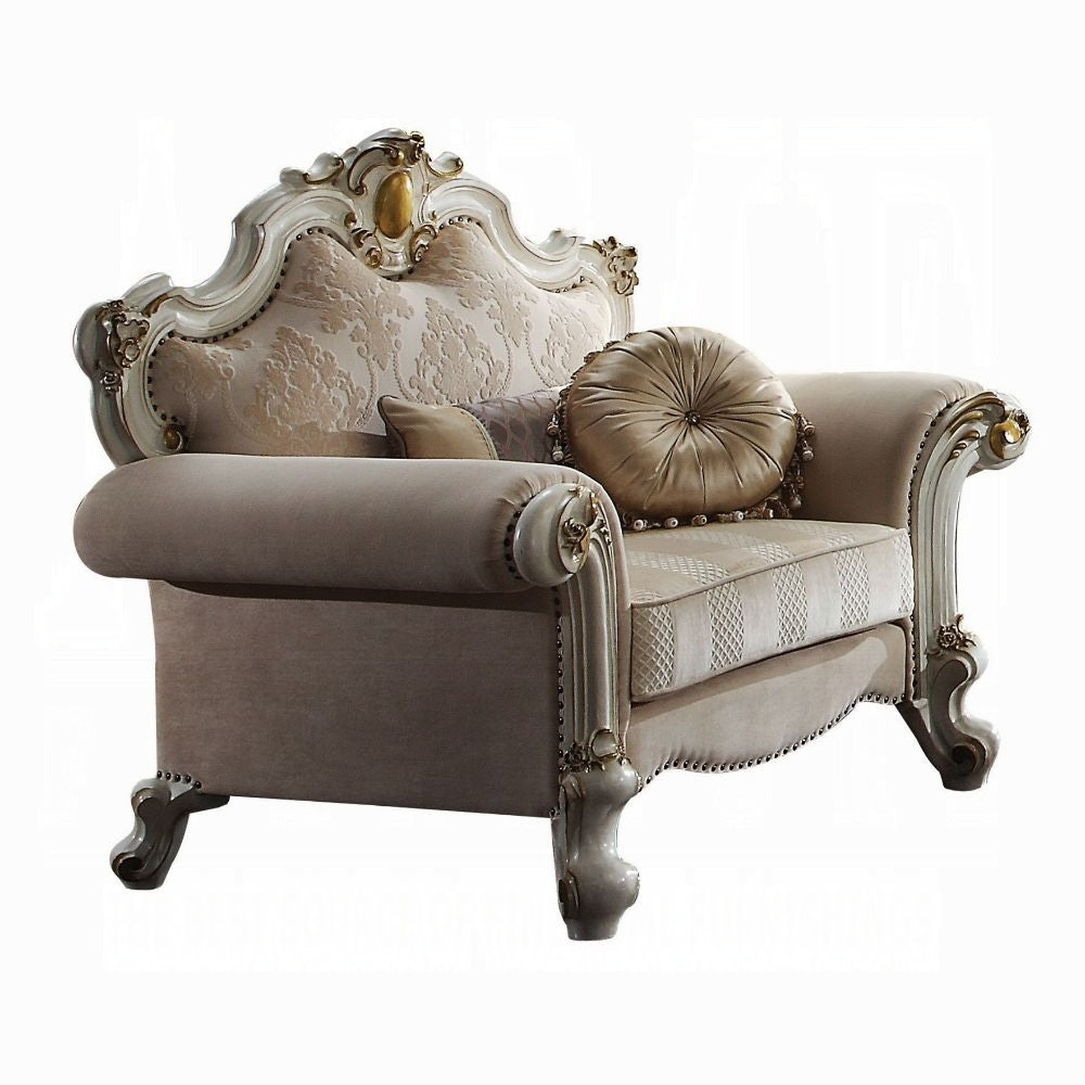 Picardy Colletion 4-Piece Living Room Set Include Sofa, Loveseat, Chair and Coffee Table, Antique Pearl Finish