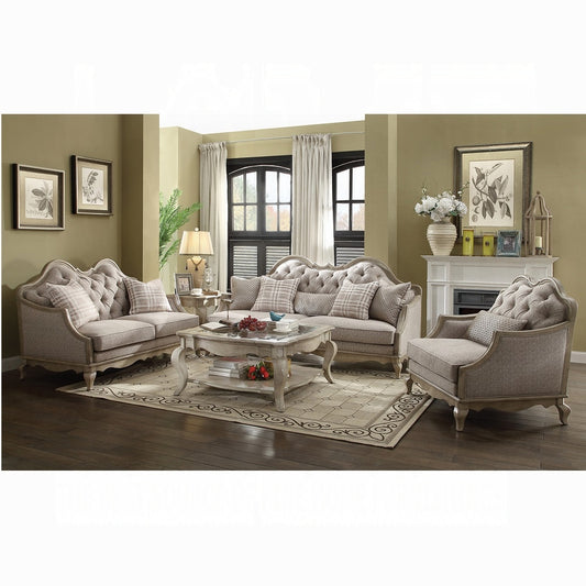 ACME Chelmsford 4-Piece Living Room Set Include Sofa w/ 5 Pillows, Loveseat w/ 2 Pillows, Chair w/ 1 Pillow and Coffee Table