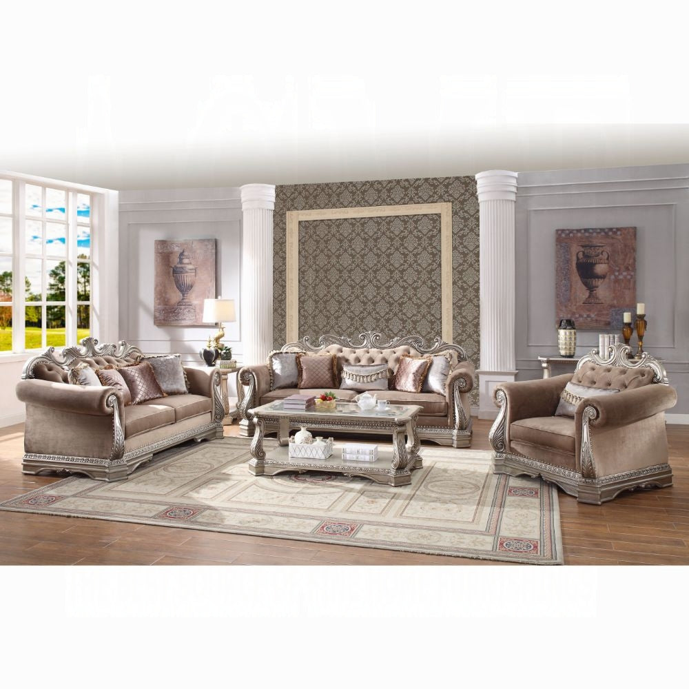 Northville Collection 3-Piece Living Room Set Include Sofa, Loveseat and Chair，Velvet & Antique Silver Finish