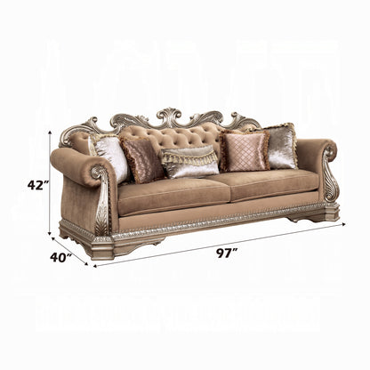 Northville Collection 3-Piece Living Room Set Include Sofa, Loveseat and Chair，Velvet & Antique Silver Finish