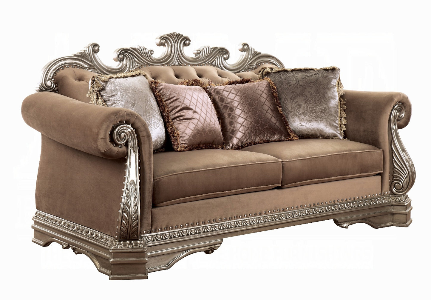 Northville Collection 3-Piece Living Room Set Include Sofa, Loveseat and Chair，Velvet & Antique Silver Finish