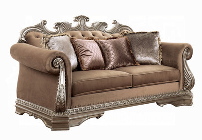 Northville Collection 3-Piece Living Room Set Include Sofa, Loveseat and Chair，Velvet & Antique Silver Finish