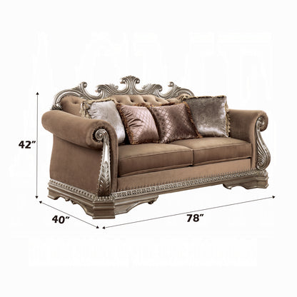 Northville Collection 3-Piece Living Room Set Include Sofa, Loveseat and Chair，Velvet & Antique Silver Finish