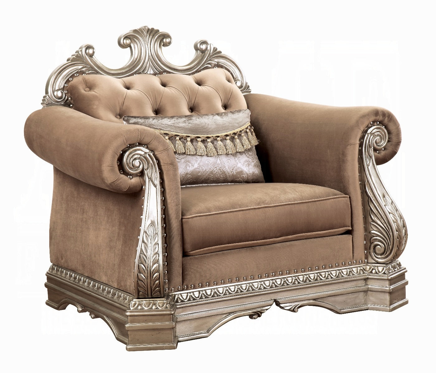 Northville Collection 3-Piece Living Room Set Include Sofa, Loveseat and Chair，Velvet & Antique Silver Finish