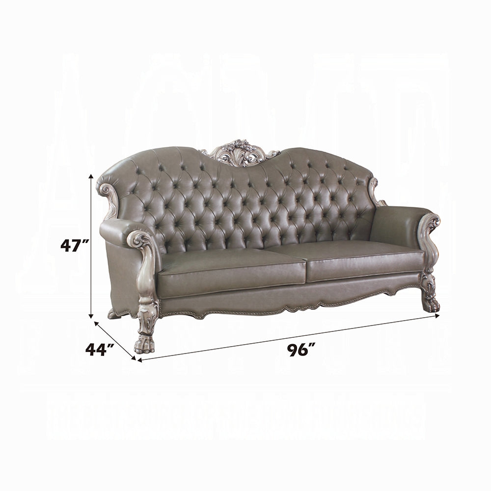 Dresden Collection 6-Piece Living Room Set Include Sofa, Loveseat, Chair, Coffee Table and 2 End Tables, Cherry Synthetic Leather & Cherry Finish