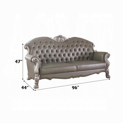 Dresden Collection 6-Piece Living Room Set Include Sofa, Loveseat, Chair, Coffee Table and 2 End Tables, Cherry Synthetic Leather & Cherry Finish