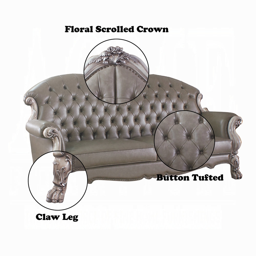 Dresden Collection 6-Piece Living Room Set Include Sofa, Loveseat, Chair, Coffee Table and 2 End Tables, Cherry Synthetic Leather & Cherry Finish