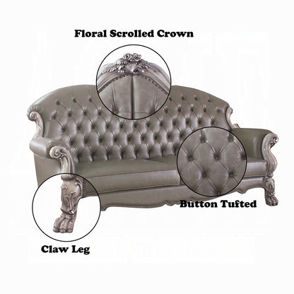 Dresden Collection 6-Piece Living Room Set Include Sofa, Loveseat, Chair, Coffee Table and 2 End Tables, Cherry Synthetic Leather & Cherry Finish