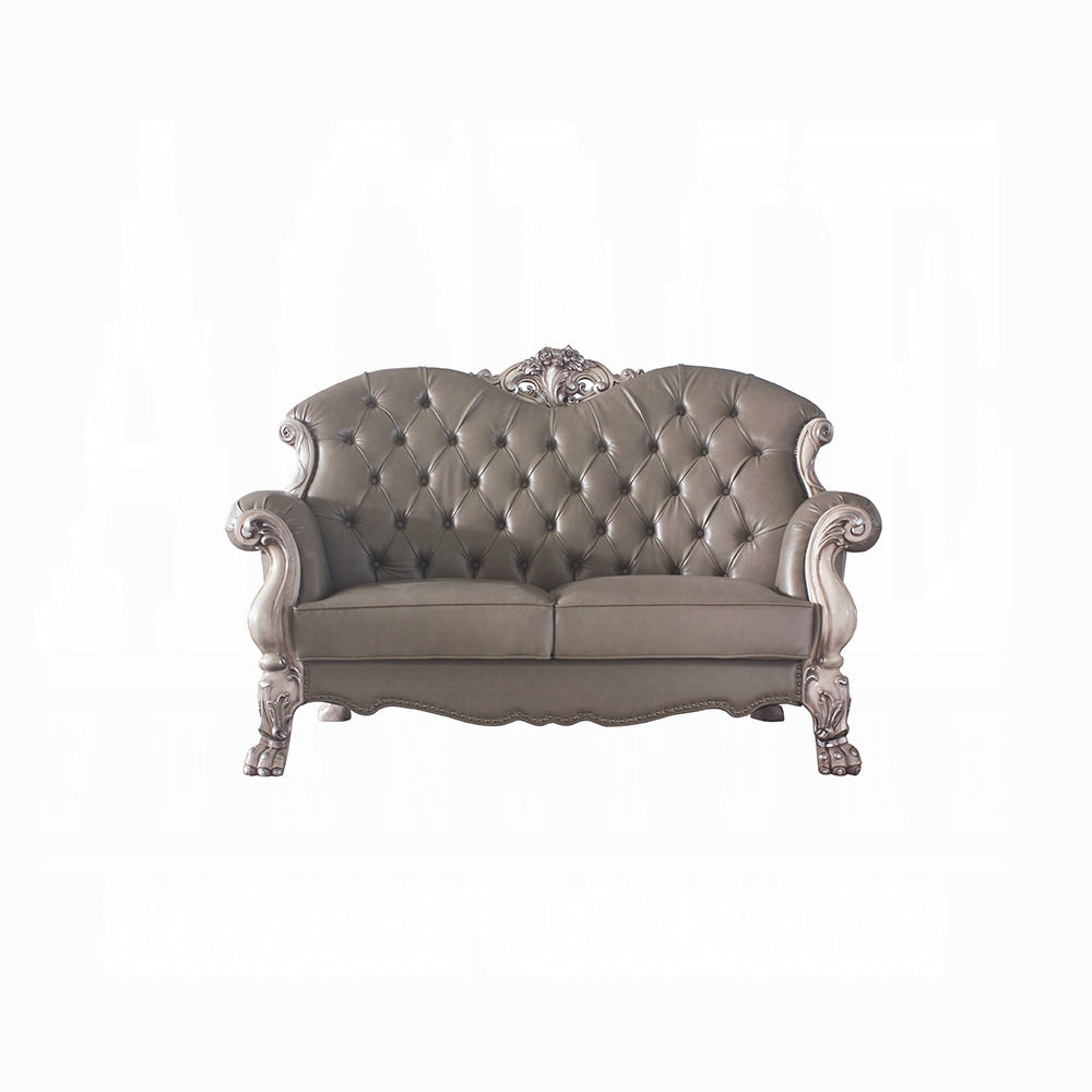 Dresden Collection 6-Piece Living Room Set Include Sofa, Loveseat, Chair, Coffee Table and 2 End Tables, Cherry Synthetic Leather & Cherry Finish