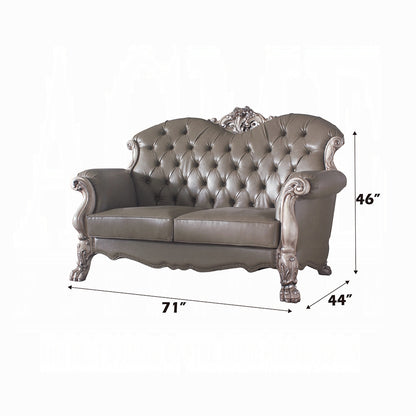 Dresden Collection 6-Piece Living Room Set Include Sofa, Loveseat, Chair, Coffee Table and 2 End Tables, Cherry Synthetic Leather & Cherry Finish