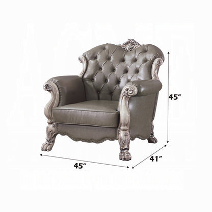 Dresden Collection 6-Piece Living Room Set Include Sofa, Loveseat, Chair, Coffee Table and 2 End Tables, Cherry Synthetic Leather & Cherry Finish