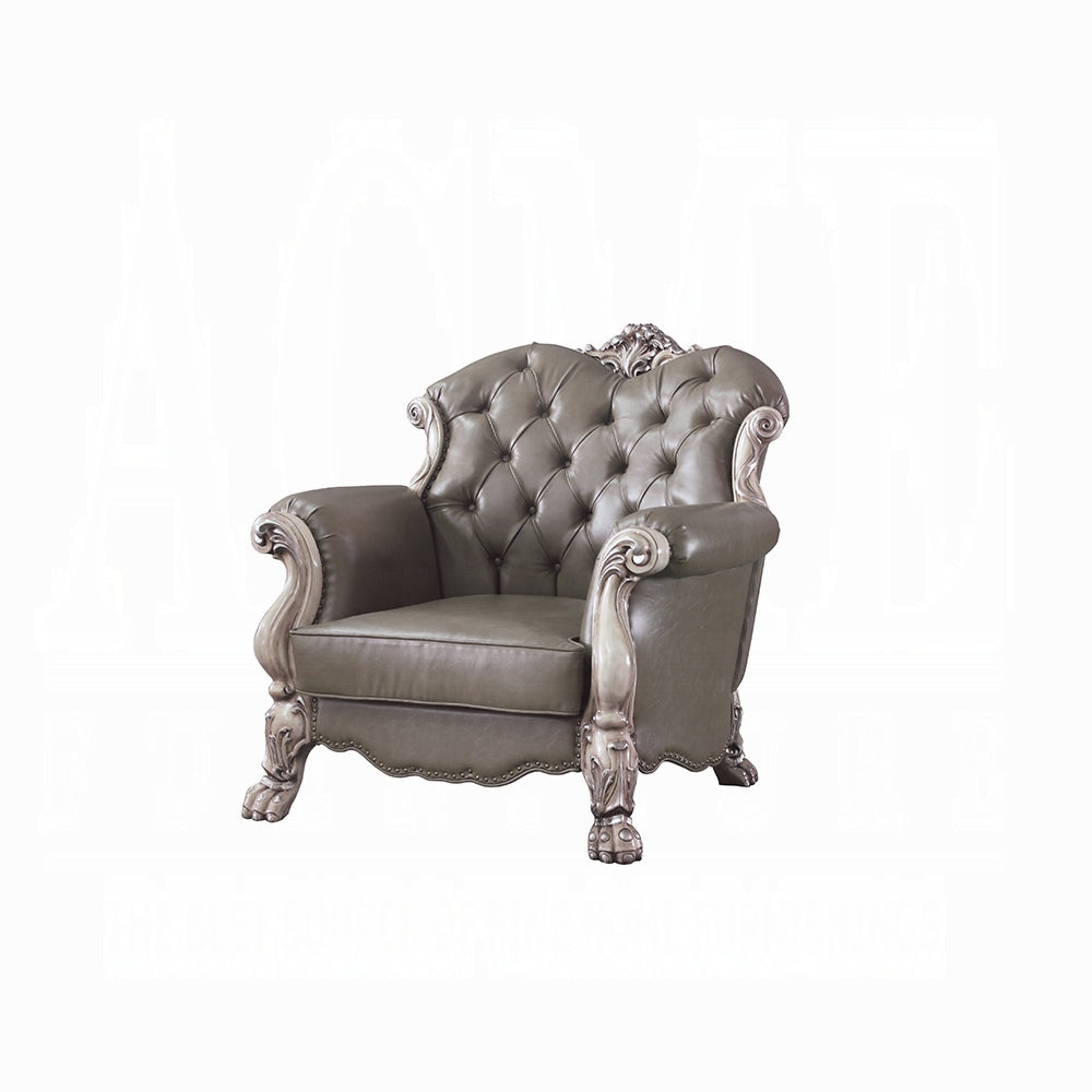 Dresden Collection 6-Piece Living Room Set Include Sofa, Loveseat, Chair, Coffee Table and 2 End Tables, Cherry Synthetic Leather & Cherry Finish