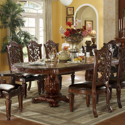 Vendome 9PS Formal Dining Room Set Include 1 Dining Table, 6 Side Chairs and 2 Arm Chairs, 8-Person Solid Wood Extendable Dining Set