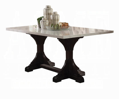 Gerardo 7-ps Casual Dining Table Set Include 1 Dining Table, 4 Side Chairs and 2 Arm Chair,6 -Person Marble Dining Set