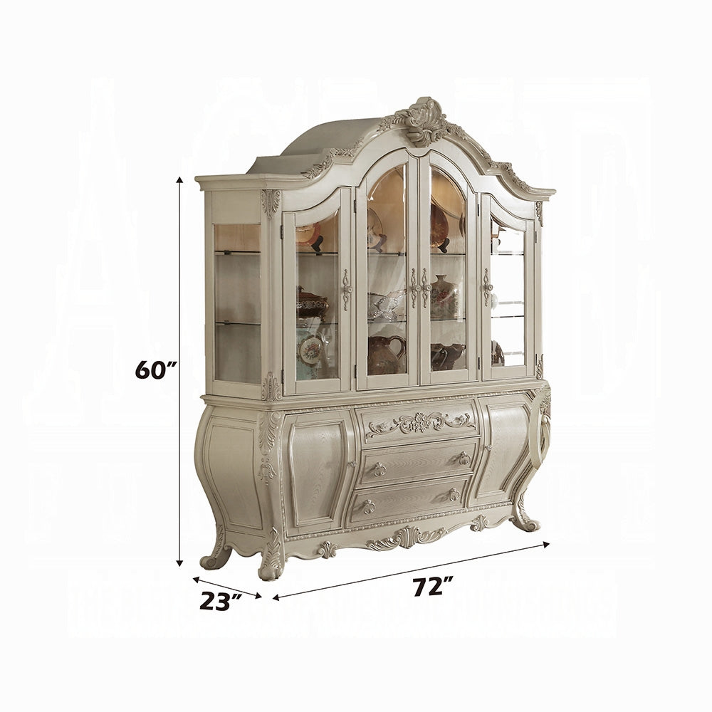 Rectangular 12 Pcs Luxurious Formal Dining Set Include 1 Extendable Dining Table, 8 Side Chairs, 2 Arm Chairs and Buffet & Hutch
