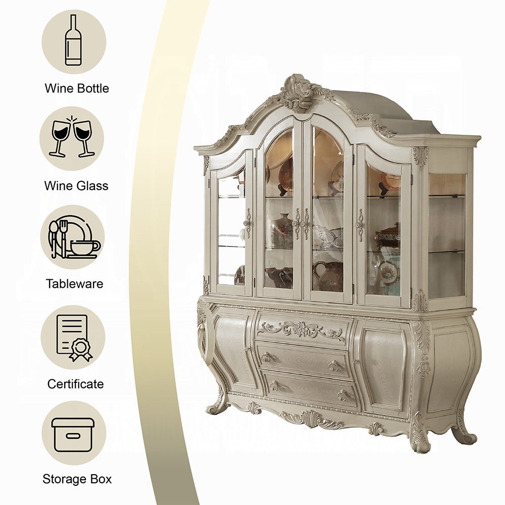 Rectangular 12 Pcs Luxurious Formal Dining Set Include 1 Extendable Dining Table, 8 Side Chairs, 2 Arm Chairs and Buffet & Hutch